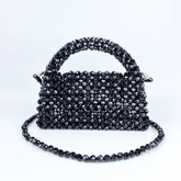 Sac de téléphone portable populaire fait à la main en perles Petit sac carré Sac tissé pionnier en perles noires